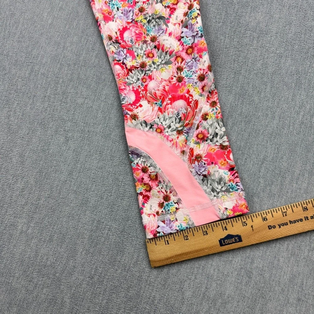 Lululemon Womens Leggings 6 Pink Flowabunga Mini Crop II Run Inspire 22" Yoga - Picture 9 of 14